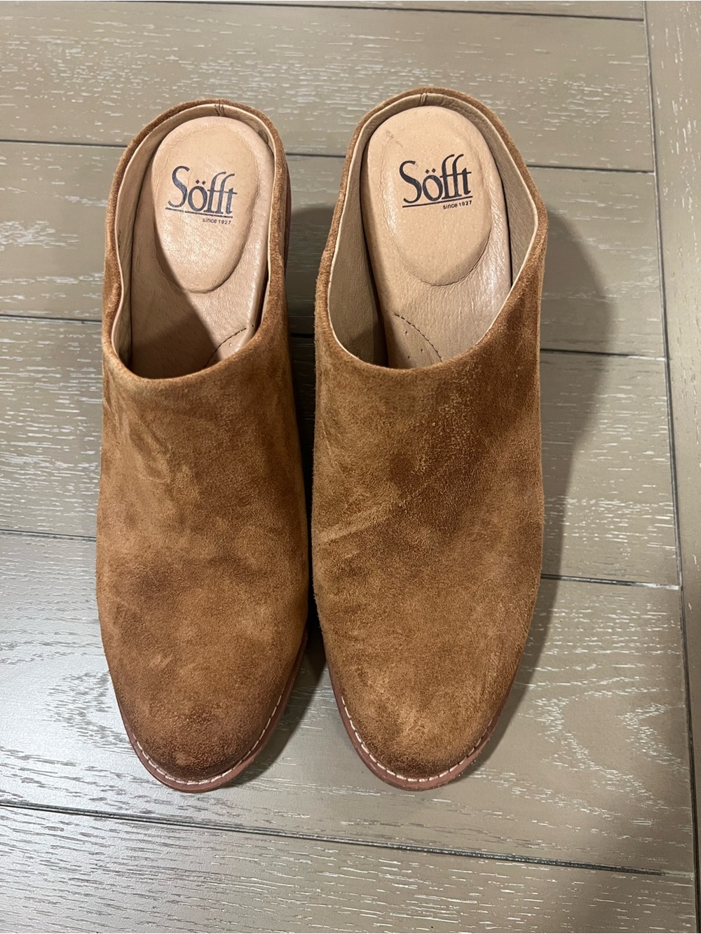 Söfft Men's Suede Slip-On Mules in Cognac Brown